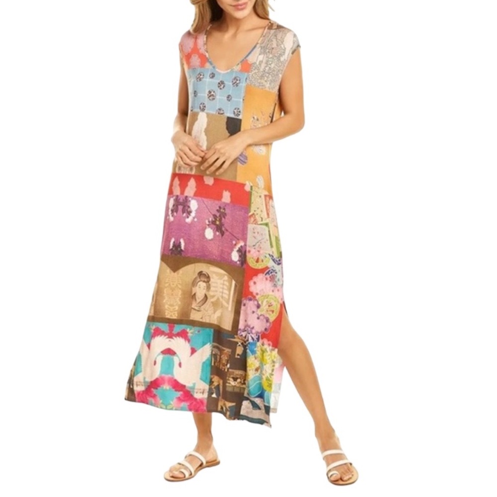 JOHNNY WAS Patchwork Print Tokyo Sleeveless Knit Boho Maxi Dress NEW Size XL